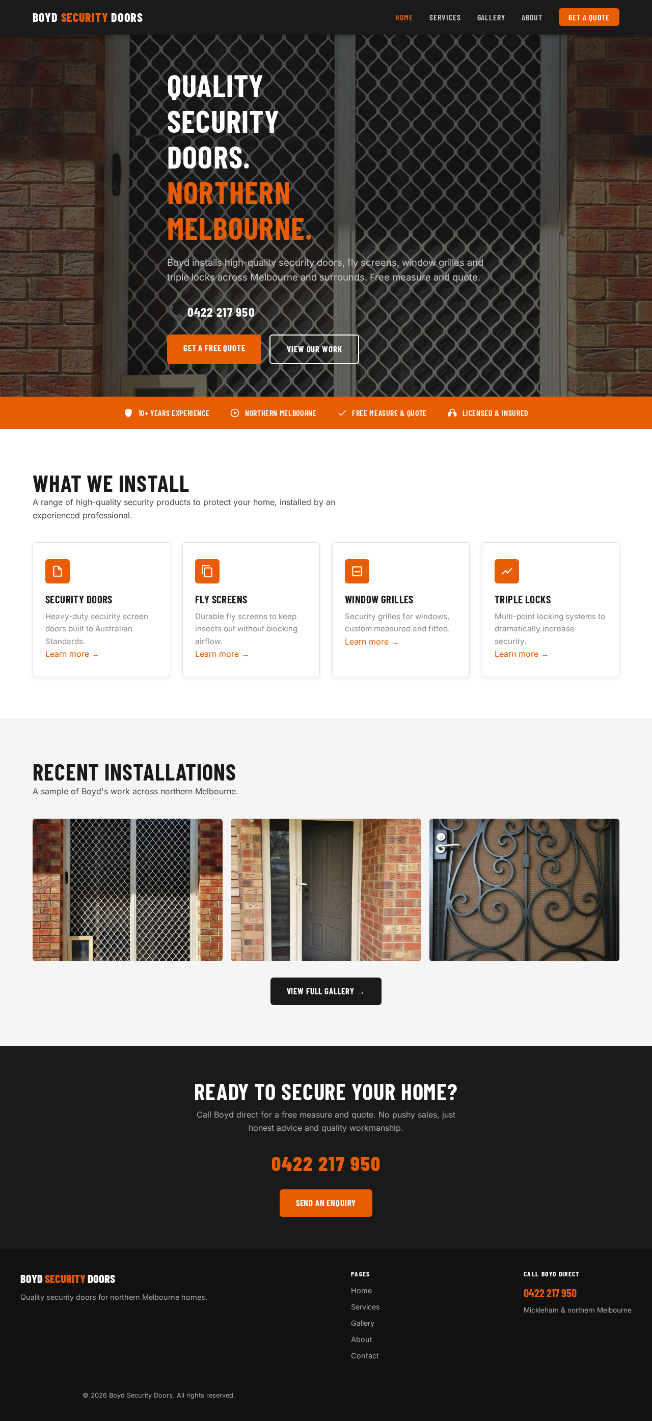 Boyd Security Doors website screenshot