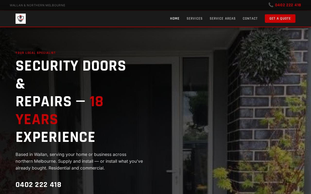 A1 Security Doors website screenshot