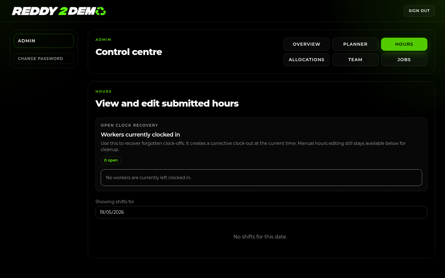 Hours tracking
