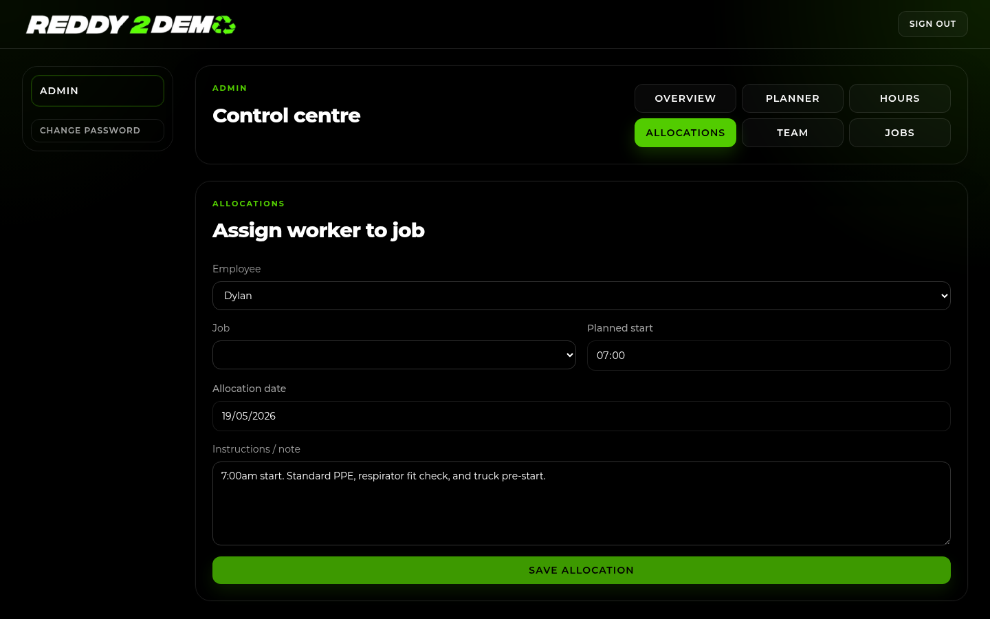 Job allocations
