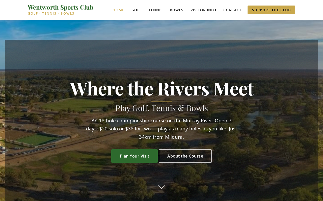 Wentworth Sporting Complex website screenshot